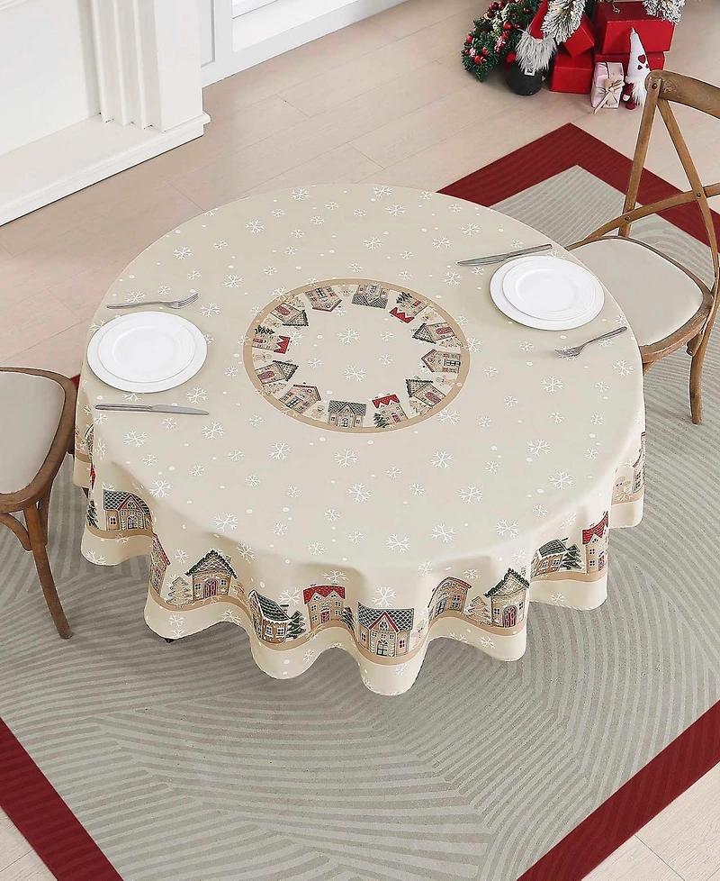 Avanti Gingerbread Village 70" Round Tablecloth