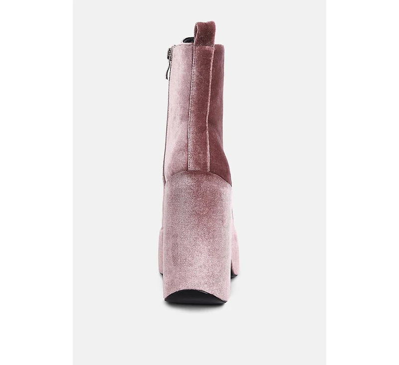 Ashcan Womens High Platform Velvet Ankle Boots