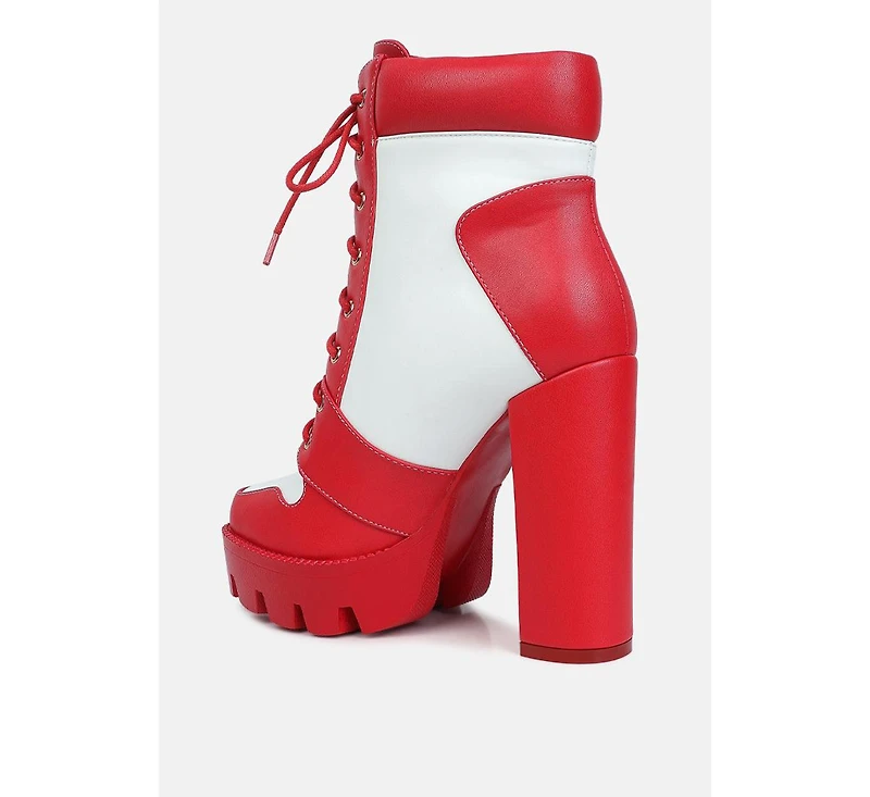 moos block heel lace up boots