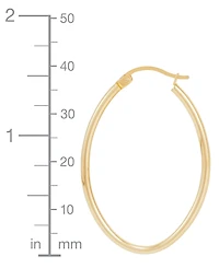 Macy's Polished Tube Oval Hoop Earrings in 14K Yellow Gold