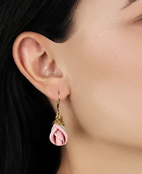 2028 Pink Porcelain Rose Bud Earrings