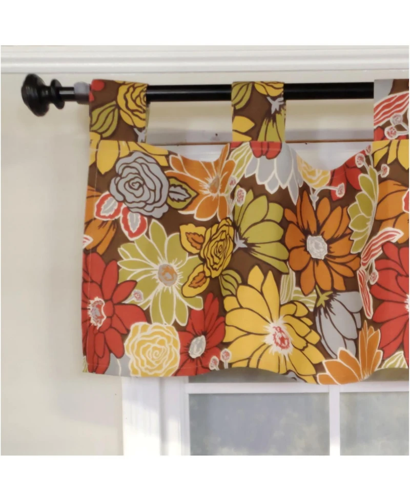 Rlf Home 4" Top Tab High Quality Fabric Flormania Tab Valance for Windows 50" x 16" Multi