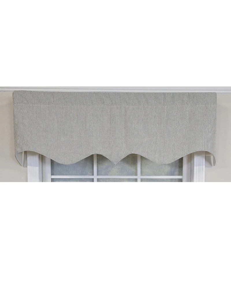 Rlf Home 100% Cotton Seersucker Regal With Poly/Cotton Ivory lining Rod Pocket Valance 50" x 16" Black