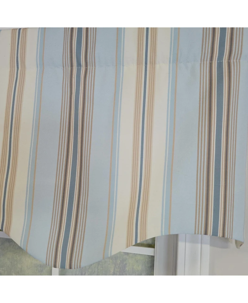 Rlf Home 100% Cotton Paris Stripe Regal Fully lined Windows Rod Pocket Valance 50" x 17" Blue