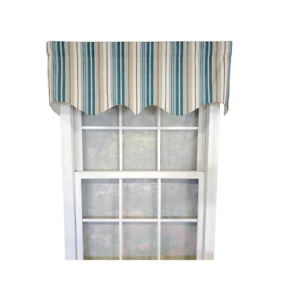Rlf Home Elisa Stripe Regal 100% Cotton with Fully Lined 3" Rod Pocket High Quality Spot Clean Valance 50" x 17" Blue