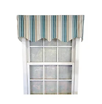 Rlf Home Elisa Stripe Regal 100% Cotton with Fully Lined 3" Rod Pocket High Quality Spot Clean Valance 50" x 17" Blue