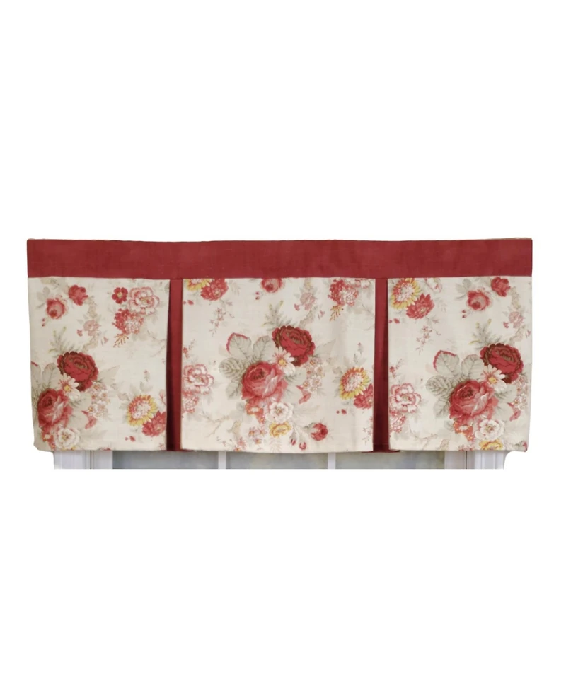 Rlf Home 3" Rod Pocket High Quality Fabric Norfolk Pleated Valance for Windows 50" x 16" Red