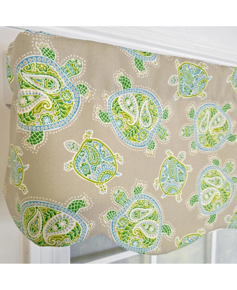 Rlf Home 100% Cotton Tortuga Stanform Fully lined Windows Rod Pocket Valance 50" x 16" Green