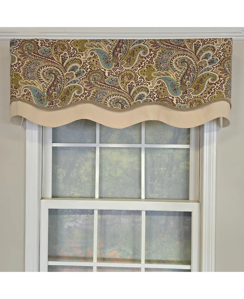 Rlf Home 100% Cotton Edenbridge Glory Fully lined Windows Rod Pocket Valance 50" x 16" Gray