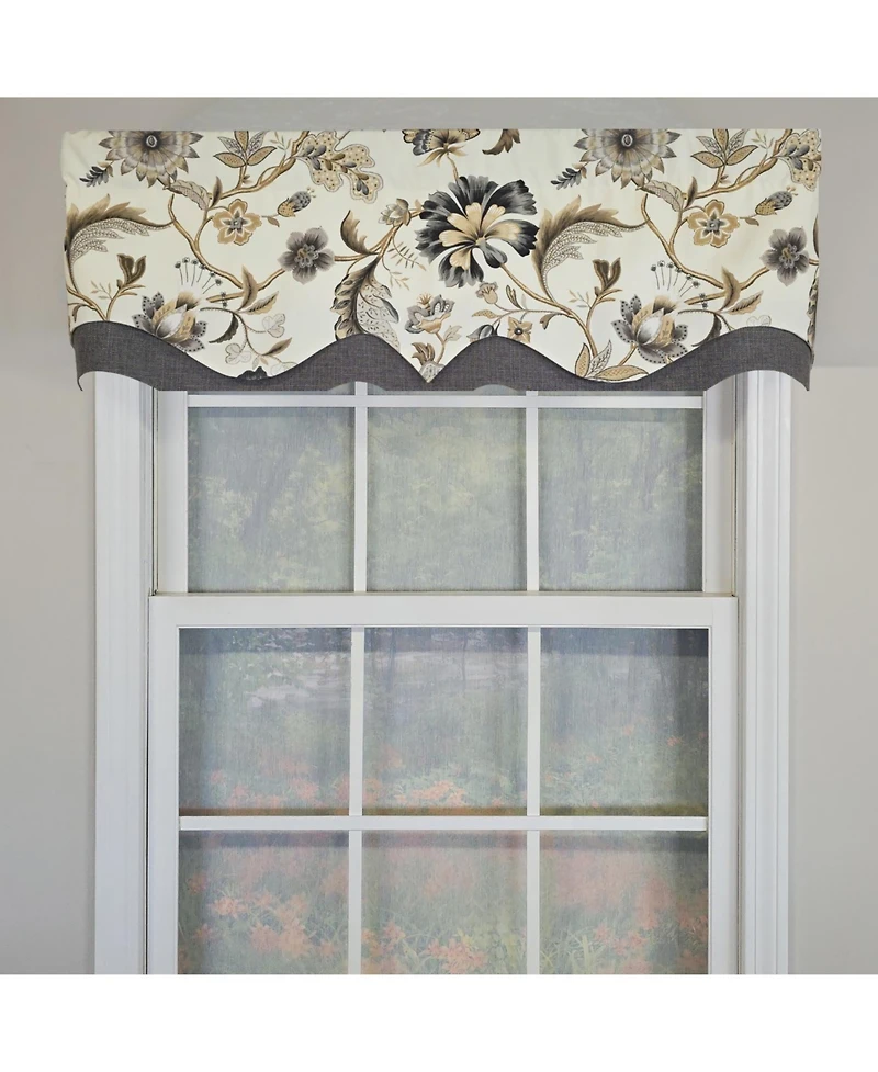 Rlf Home 100% Cotton Zanzibar D-Regal Fully lined Windows Rod Pocket Valance 50" x 17" Gray