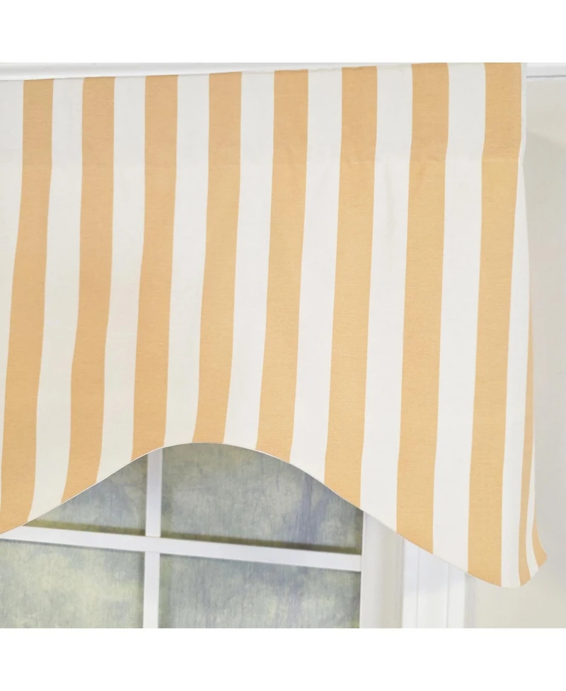 Rlf Home Playa Stripe Cornice Traditional Valance Tan 100% Cotton Lined 50" x 17" Tan