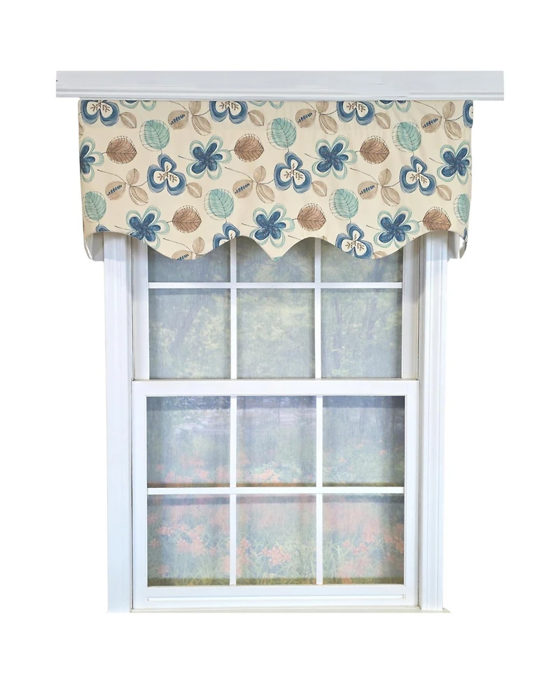 Rlf Home 100% Cotton Jolly Glory Fully lined Windows Rod Pocket Valance 50" x 16" Cream