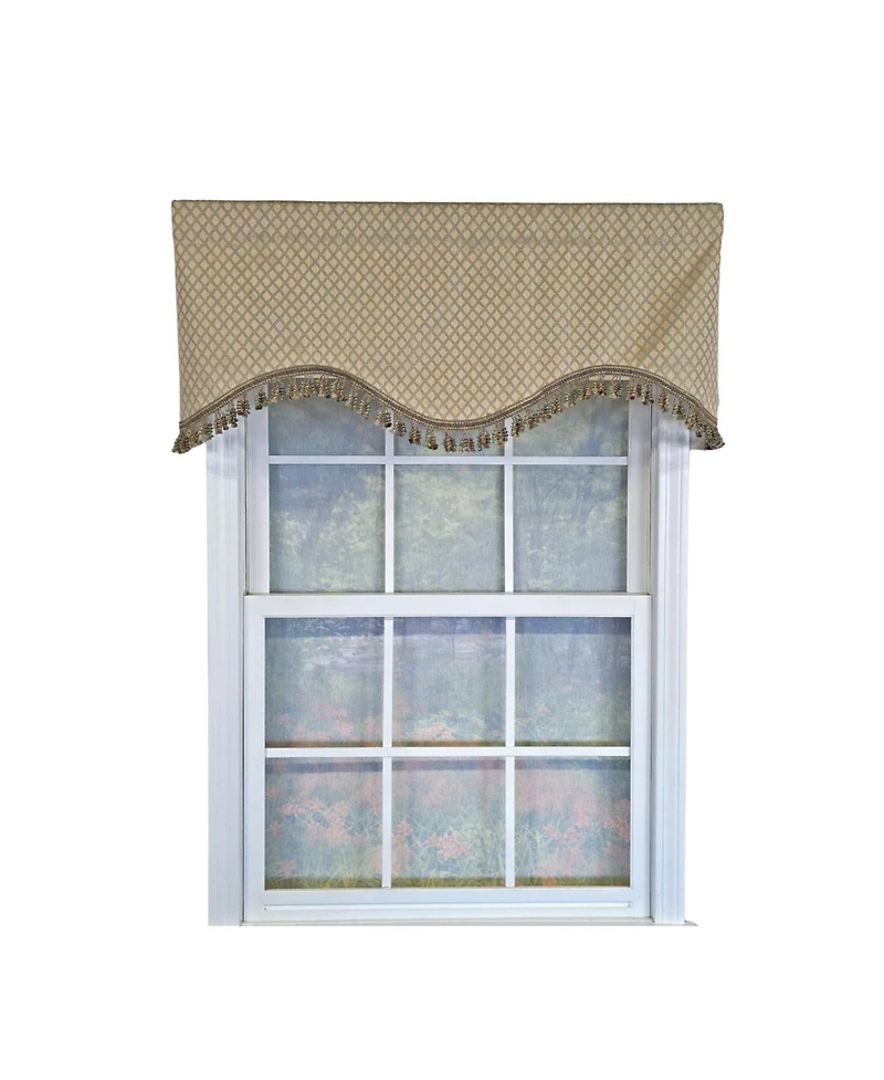 Rlf Home 100% Cotton Diamonds Cornice Fully lined Windows Rod Pocket Valance 50" x 17" Green