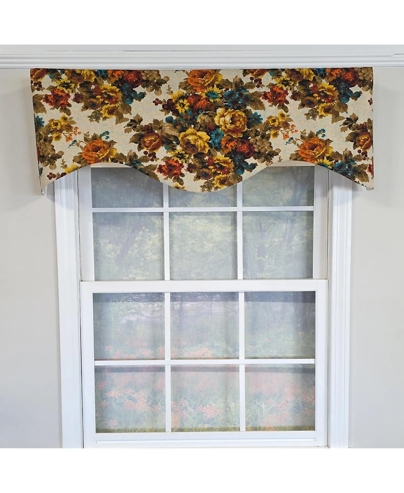 Rlf Home 100% Cotton Bountiful Cornice Fully lined Windows Rod Pocket Valance 50" x 17" Multi