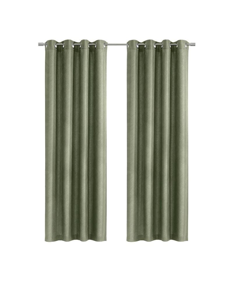 Habitat Abstract Light Filtering Energy Efficeint Grommet Curtain Panel for Windows 52" x 95"in Green
