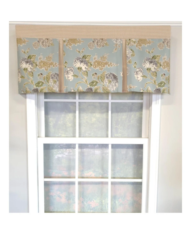 Rlf Home 3" Rod Pocket High Quality Fabric Floral Essence Pleated Valance for Windows 50" x 16" Blue