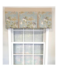 Rlf Home 3" Rod Pocket High Quality Fabric Floral Essence Pleated Valance for Windows 50" x 16" Blue