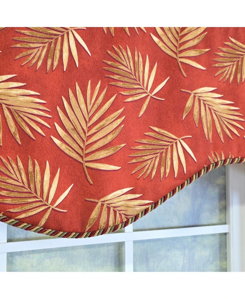 Rlf Home 100% Cotton Hawthorn Cornice With Poly/Cotton Ivory lining Rod Pocket Valance 50" x 17" Red