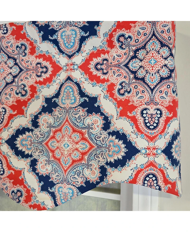 Rlf Home 100% Cotton Coventry Regal Fully lined Windows Rod Pocket Valance 50" x 17" Navy