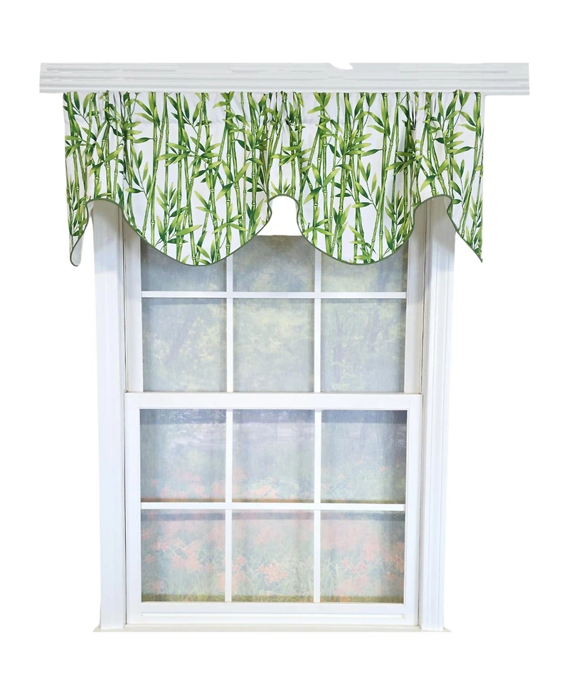 Rlf Home 100% Cotton Bamboo Fluted Fully lined Windows Rod Pocket Valance 65" x 16" Green