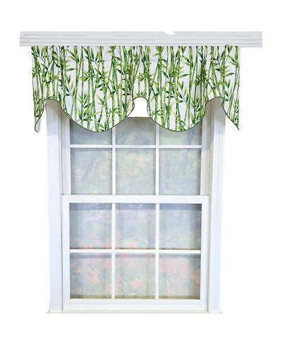 Rlf Home 100% Cotton Bamboo Fluted Fully lined Windows Rod Pocket Valance 65" x 16" Green