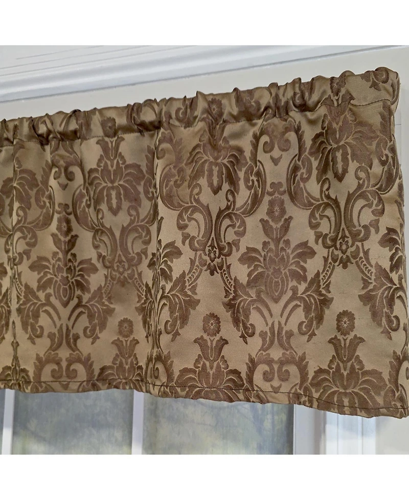 Rlf Home 100% Cotton Marruecos Tailored Unlined Windows Rod Pocket Valance 51" x 12" Brown
