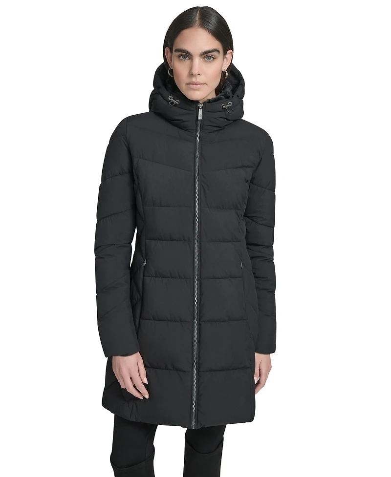 Calvin Klein Women's Collar Hooded Puffer Coat