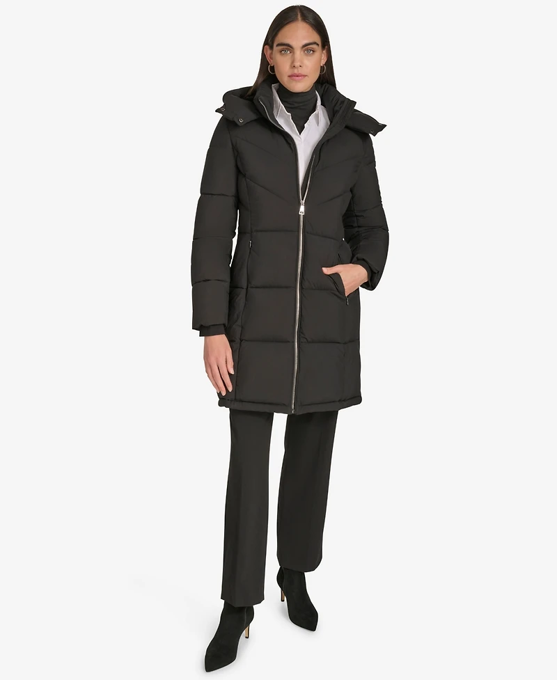 Calvin Klein Women's Hooded Stand Collar Puffer Coat