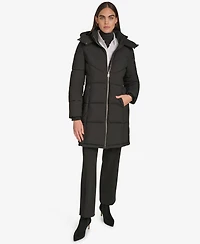 Calvin Klein Women's Hooded Stand Collar Puffer Coat