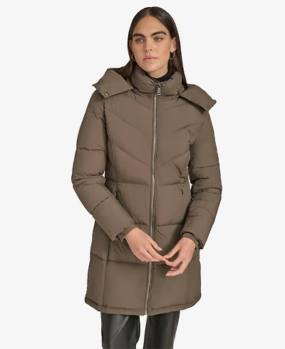 Calvin Klein Women's Hooded Stand Collar Puffer Coat