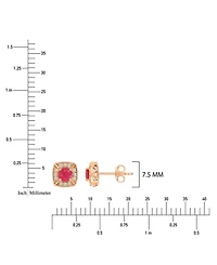 Macy's Ruby & Diamond Cushion Stud Earrings