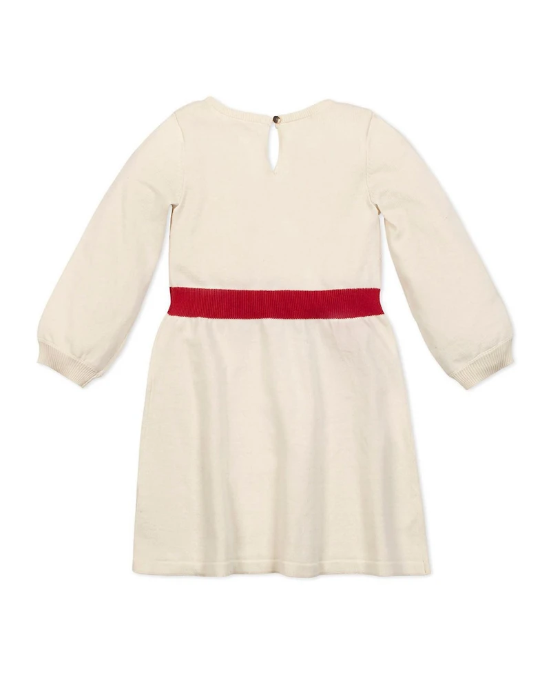 Hope & Henry Big Girls Organic Embroidered Skater Sweater Dress with Bow