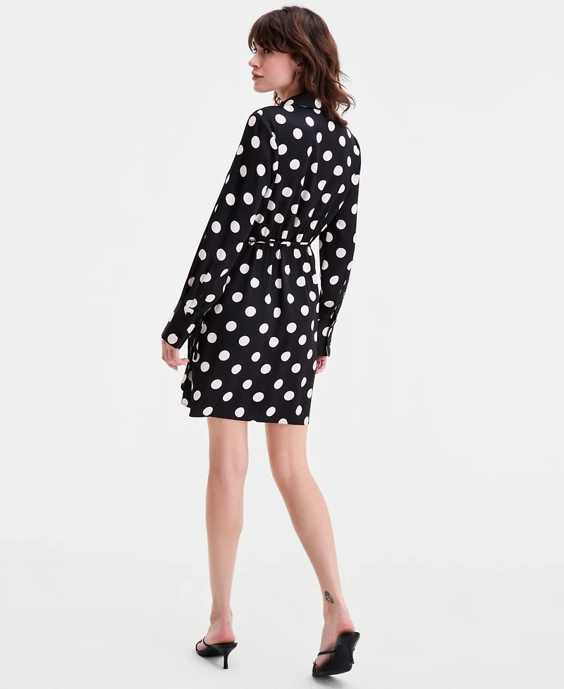 Sam Edelman Women's Long-Sleeve Side-Ruched Shirtdress