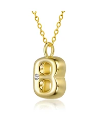 GiGiGirl 14k Gold Plated Cubic Zirconia Initial Pendant Bubble Letter Necklace