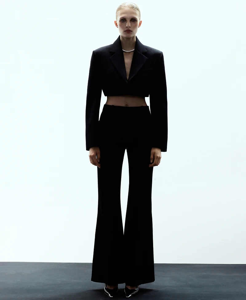 Mango Women's Cropped Wool Suit Blazer