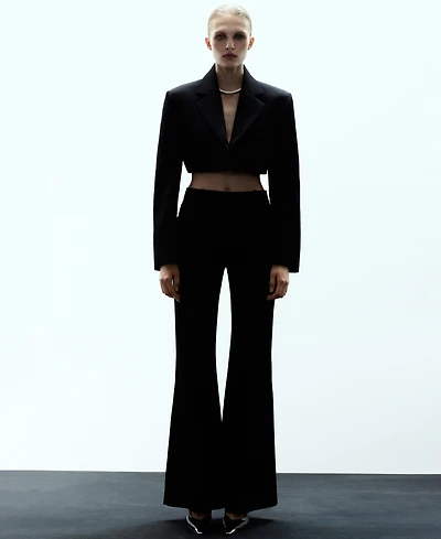 Mango Women's Cropped Wool Suit Blazer