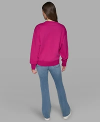 Karl Lagerfeld Paris Women's Choupette Patch Long-Sleeve Sweatshirt