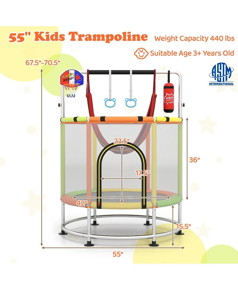 Mecale- 55" Kids Trampoline Gift for for 3-6 Years Old Boys and Girls