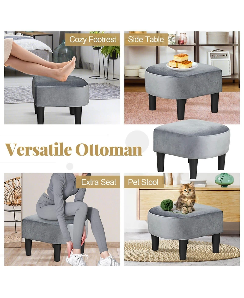 Barrel Chair with Ottoman Footrest Curved Backrest Armrests Removable Seat Cushion