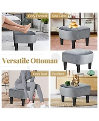 Barrel Chair with Ottoman Footrest Curved Backrest Armrests Removable Seat Cushion