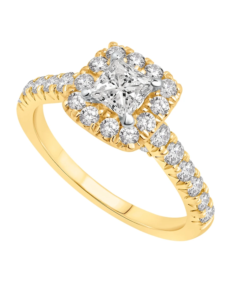 Macy's Diamond Halo Bridal Ring (1-1/2 ct. t.w.) in 14K Two-Tone Gold