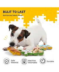 Nocciola Interactive Squeaky Dog Puzzle Toys, 4-in-1 Tearable Rip Pull Apart Enrichment Plush Stuffed Crinkle Chew Toys for Small Medium Large Breeds