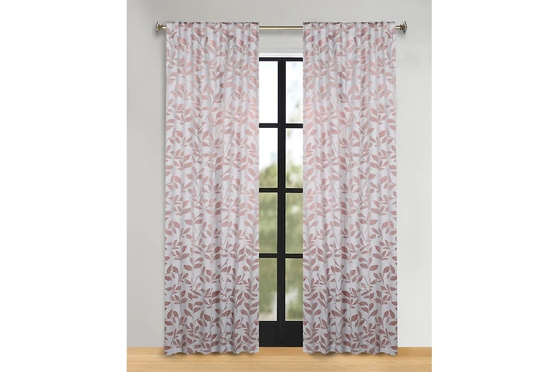 Superior Leaves Modern Bohemian Back Tab Blackout Curtain Set