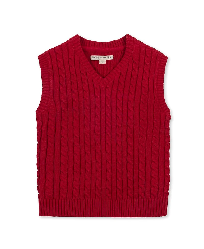 Hope & Henry Big Boys Organic V-Neck Cable Sweater Vest