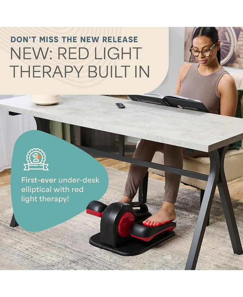 LifePro Under Desk Elliptical with Red Light – Quiet Seated Pedal Exerciser, Foot Pedal Exercise Machine for Home, Office & Rehab