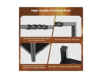 Sugift Firewood Log Rack with Unique Handle and Raised Feet-Black