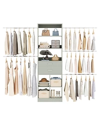 Aheaplus 4-8 Ft Walk-in Adjustable Closet Organizer System with 2 Drawers and 5 Rods