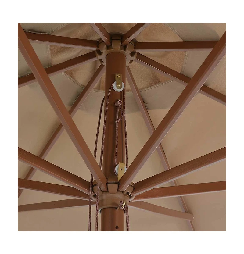 Garden Parasol with Wooden Pole 137.8" Taupe
