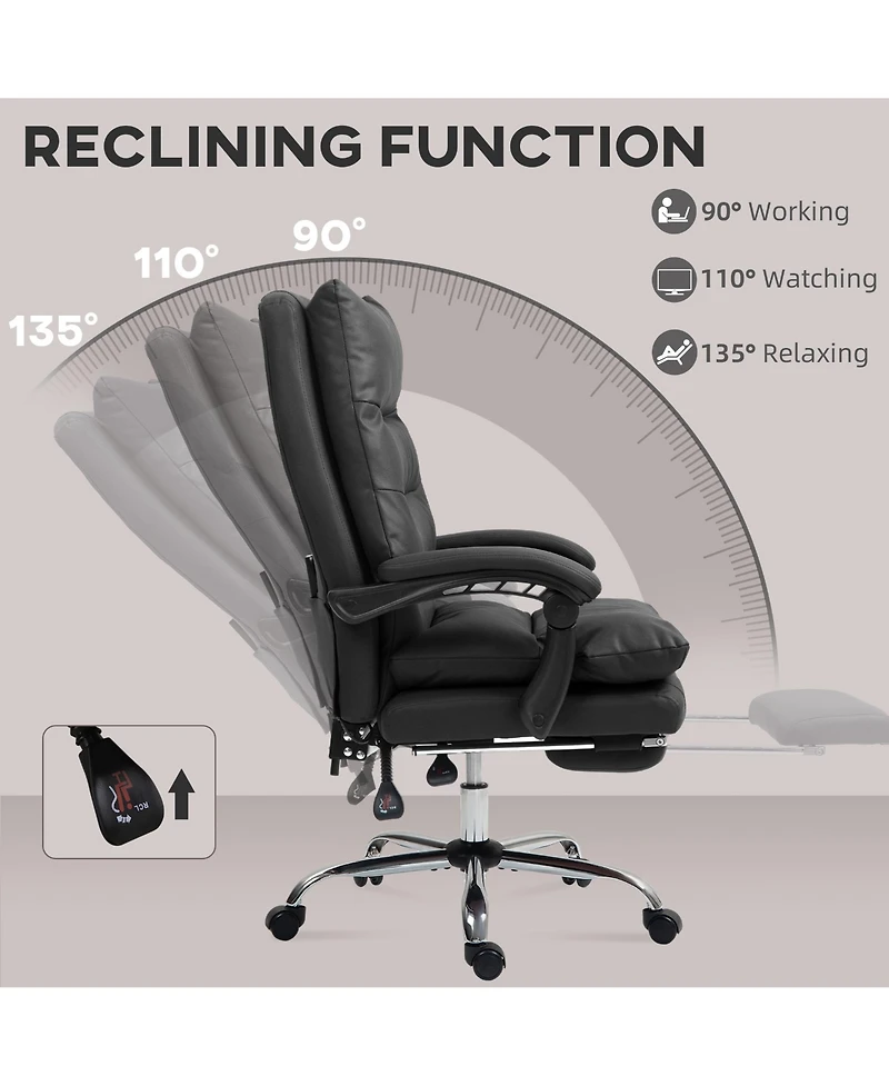 Vinsetto Microfibre Massage Office Chair with Heat, Reclining,