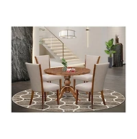 5 Piece Dinette Set For 4 Includes 48" Round Table In Light Tan Color
